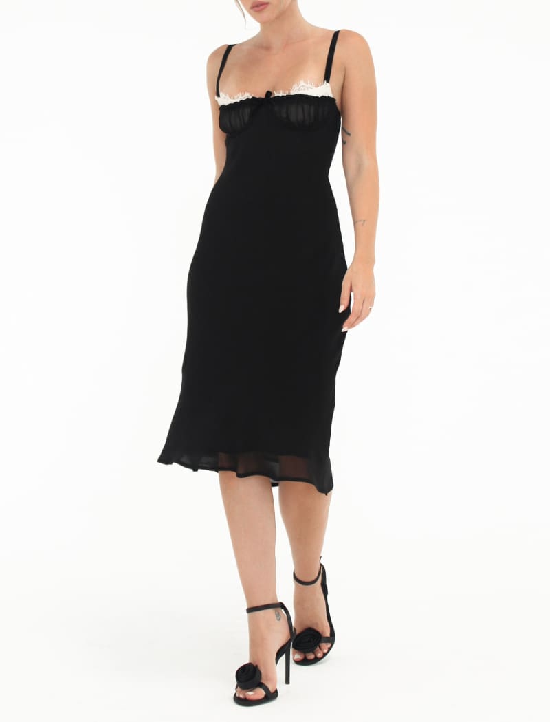 Black Bardot Midi Dress – Elegant & Timeless
