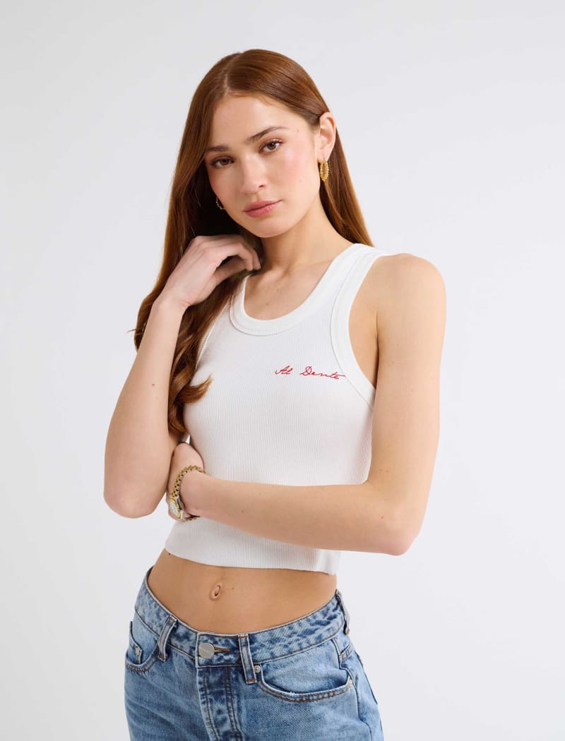 Al Dente White Yankee Tank Top