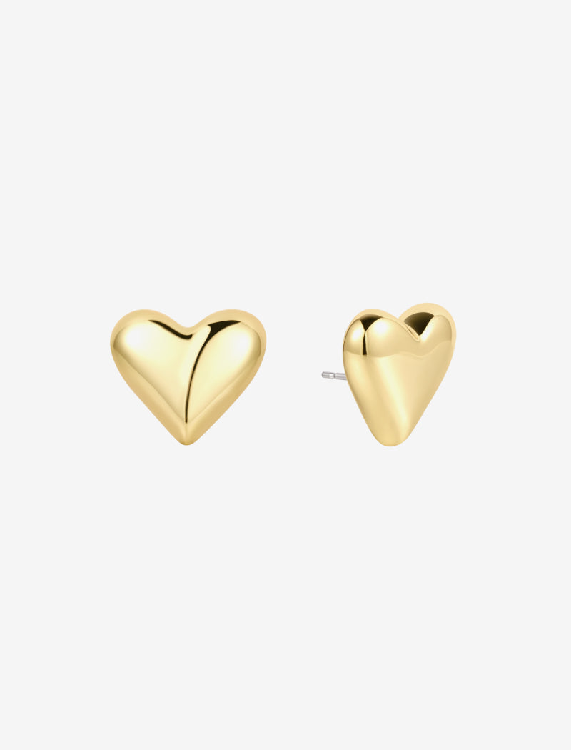 Gold Heart Stud Earrings