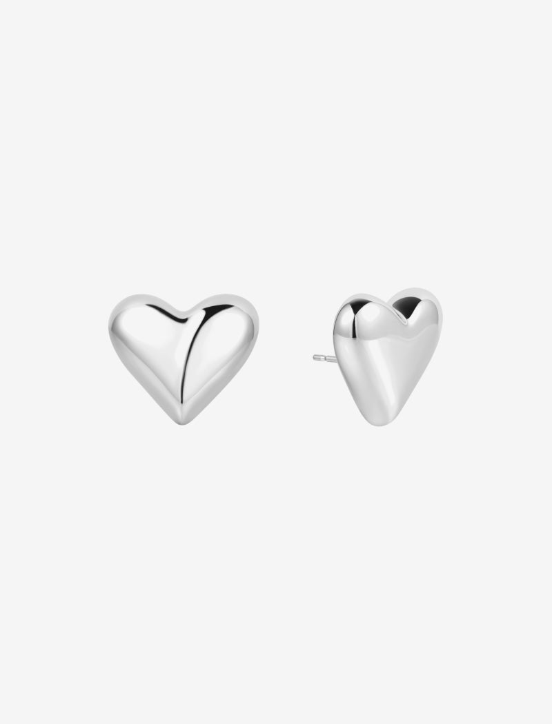 Silver Heart Stud Earrings