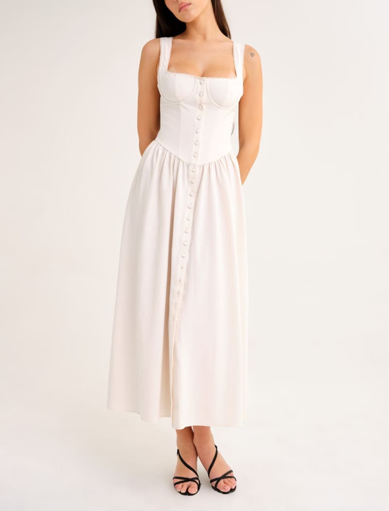 Cream Antoinette Midi Dress - Elegant Casual Wear