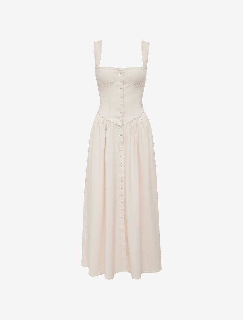 Cream Antoinette Midi Dress - Elegant Casual Wear
