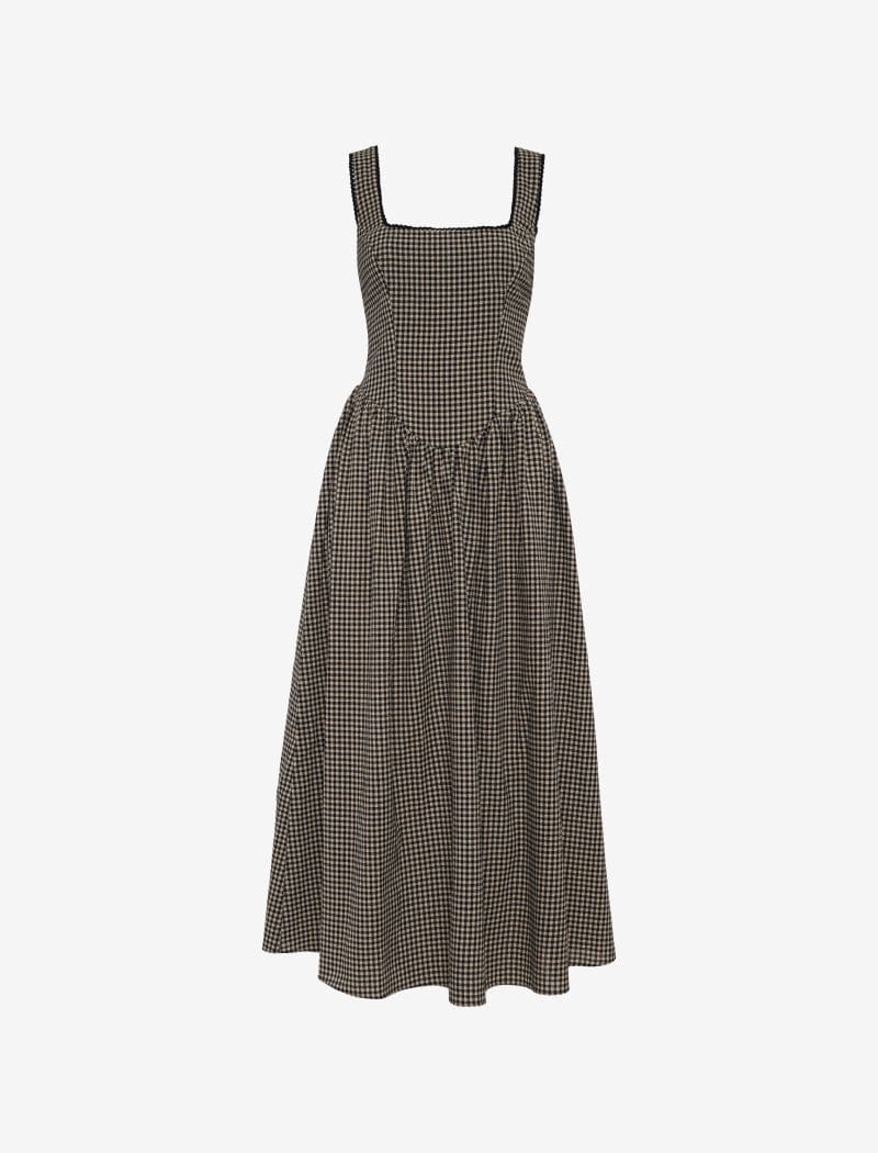Black Gingham Toulouse Midi Dress
