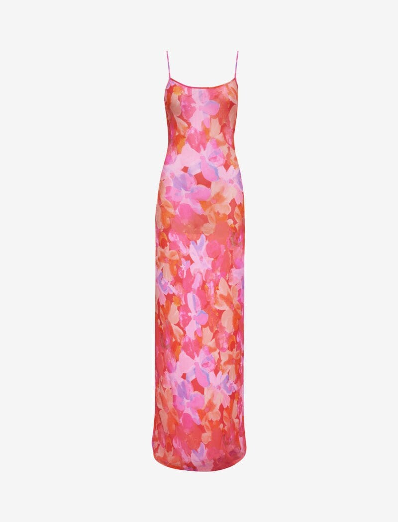 Watercolor Pansy Vintage Maxi Slip Dress