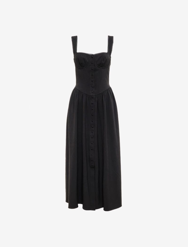 Black Antoinette Midi Dress - Elegant & Timeless