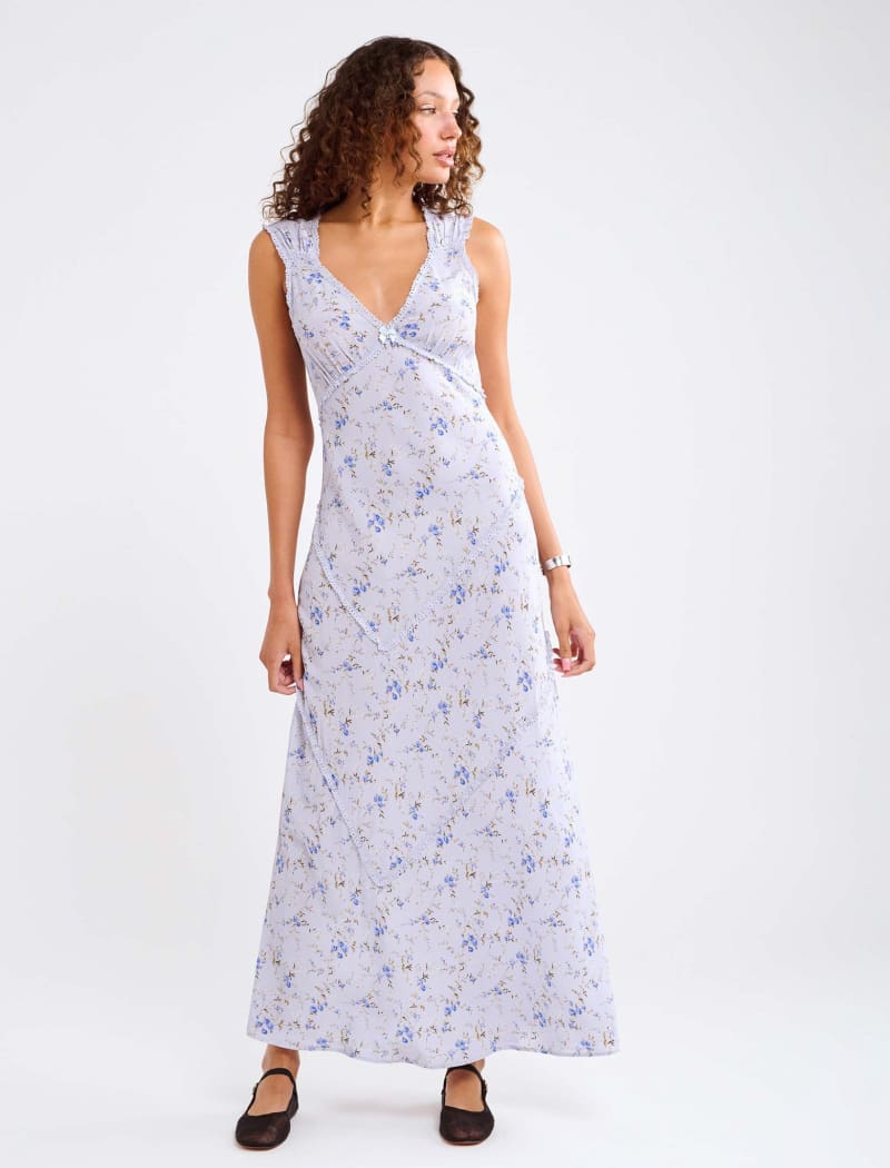Blue Gardenia Maxi Dress – Flowy & Comfortable