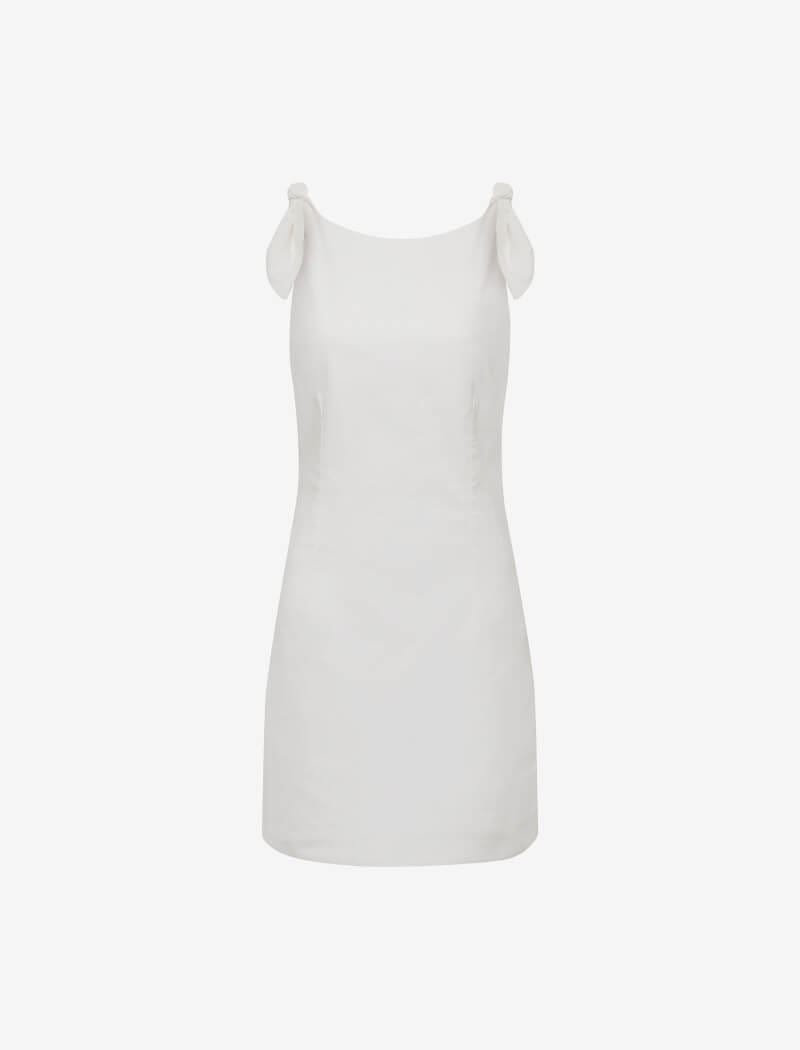 White Linen Mini Dress for Summer