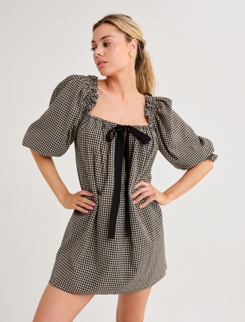 Black Gingham Mini Dress by Darling