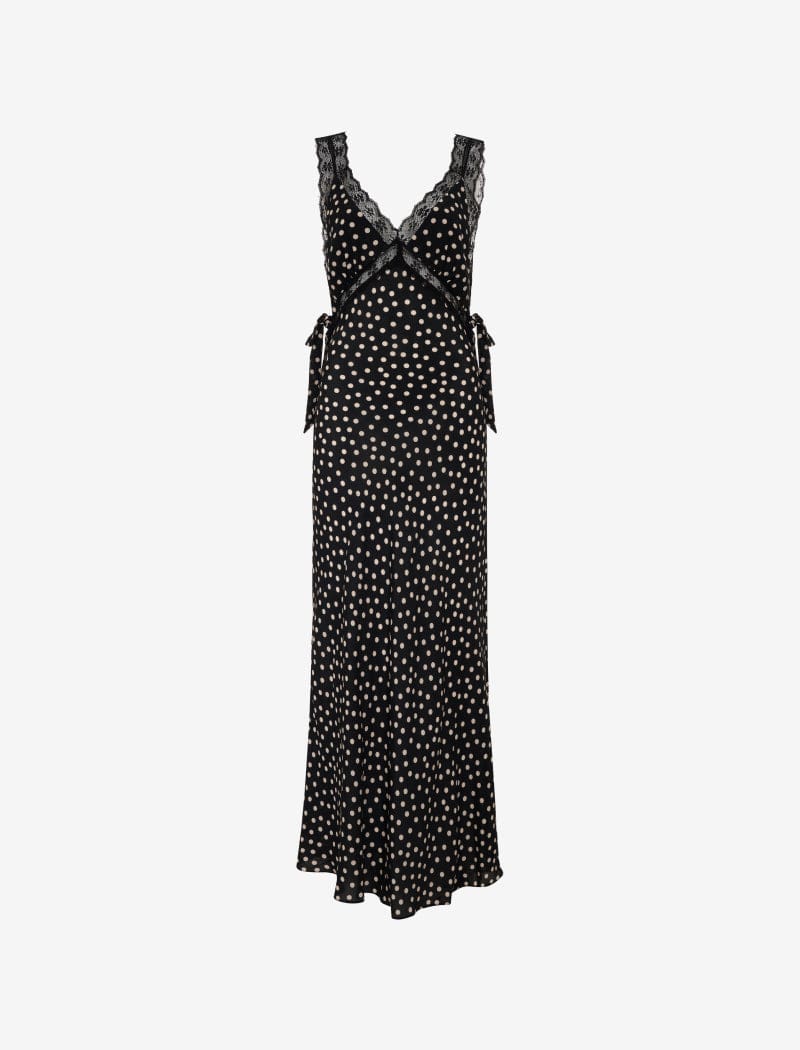 Black Ditsy Dot Midi Dress - Floral Print Style