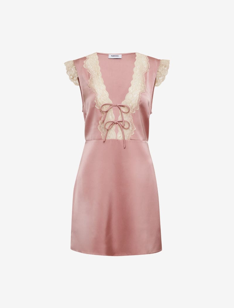 Blush Honeycomb Mini Dress - Floral Lace Design