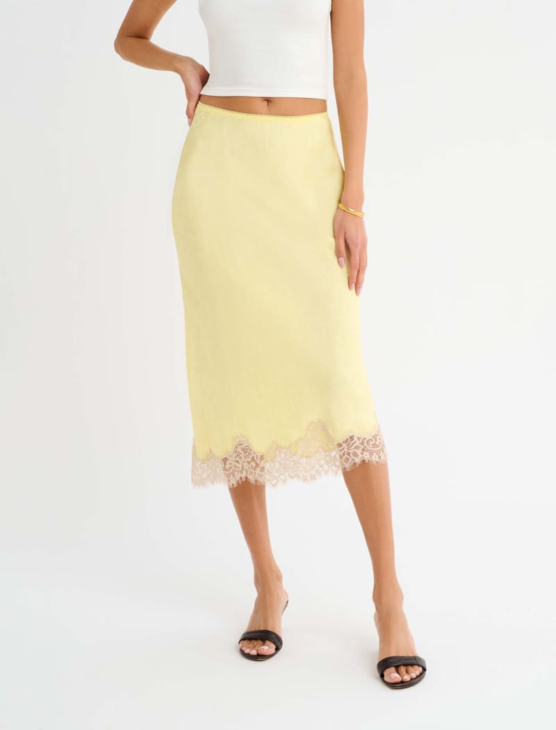 Buttercream Jacquard Lace Midi Skirt for Women