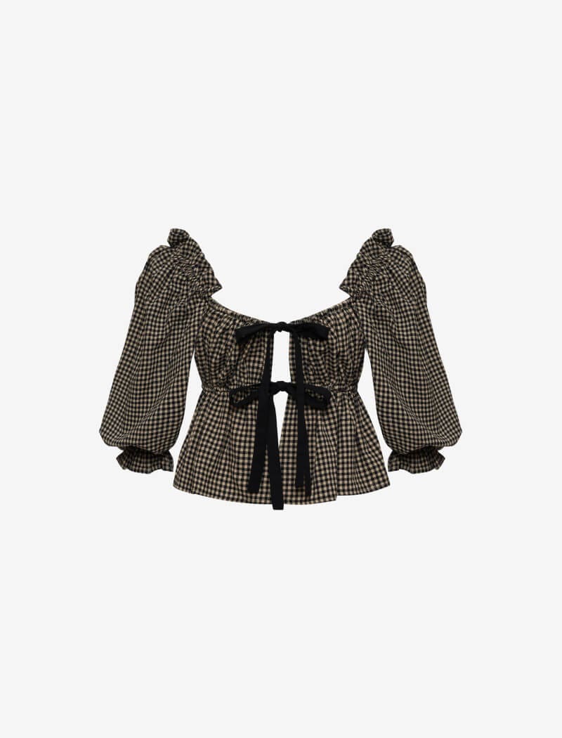 Black Gingham Parton Top for Women