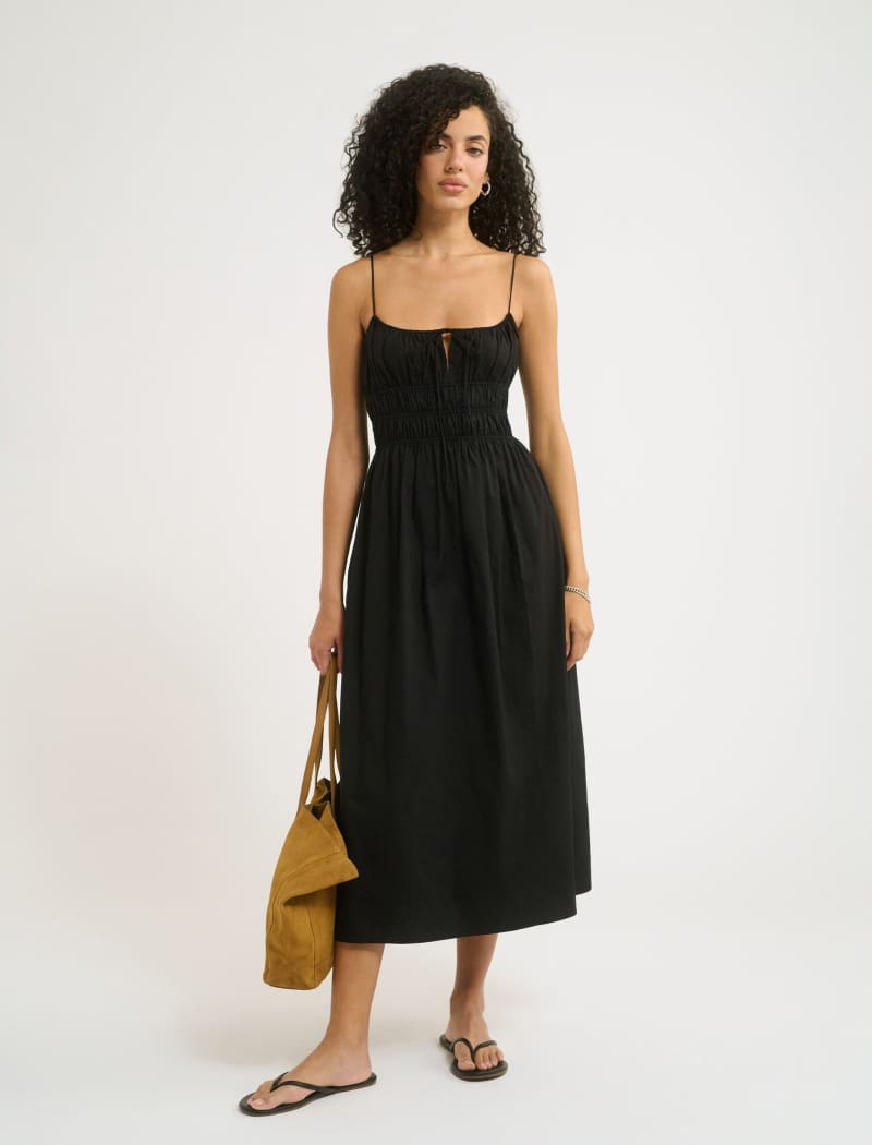 Black Positano Midi Dress - Elegant Casual Wear