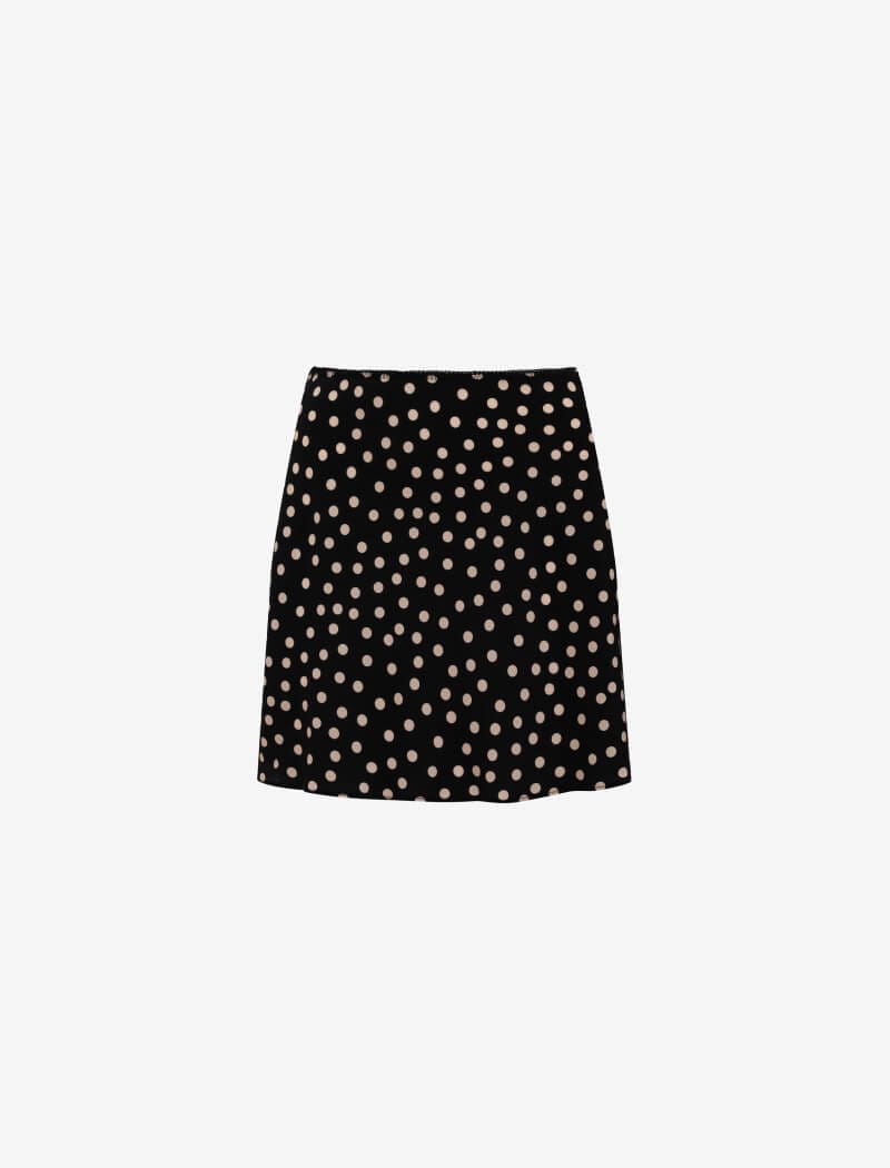 Black Ditsy Dot Silhouette Mini Skirt