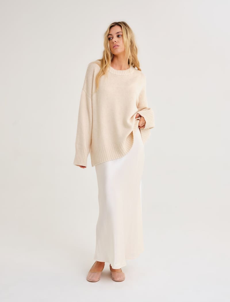 Bias Maxi Skirt in Ivory | Flowy & Elegant