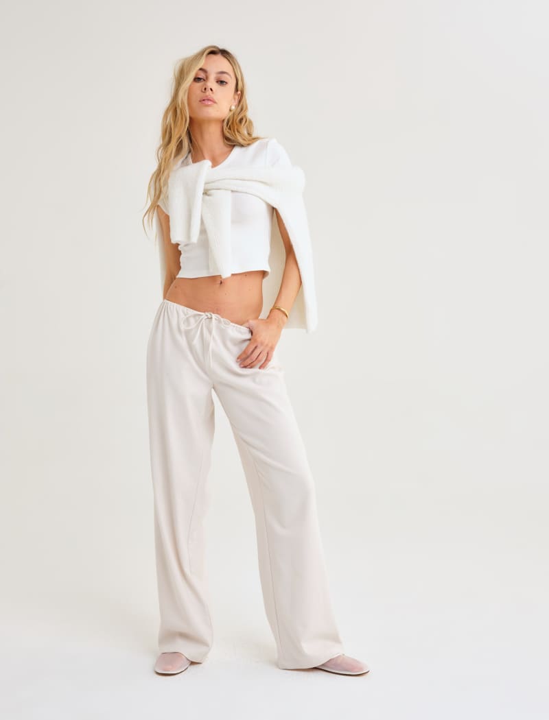 Cream Drawstring Lounge Pants